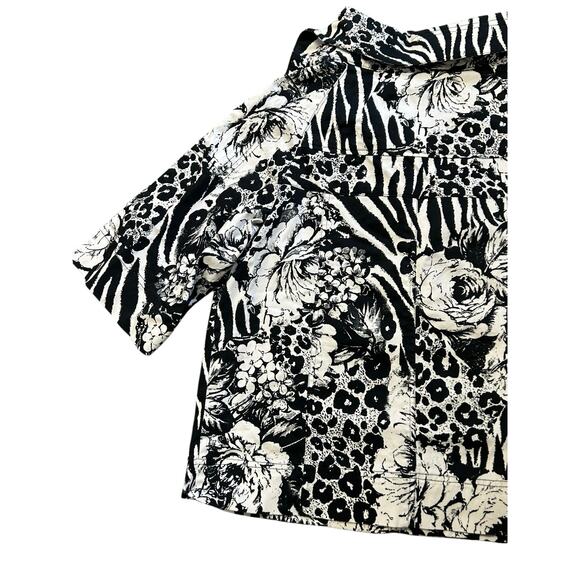 Just B Boutique Black & White Roses Jacket, Size Medium – Full Front Zip - Picture 8 of 9